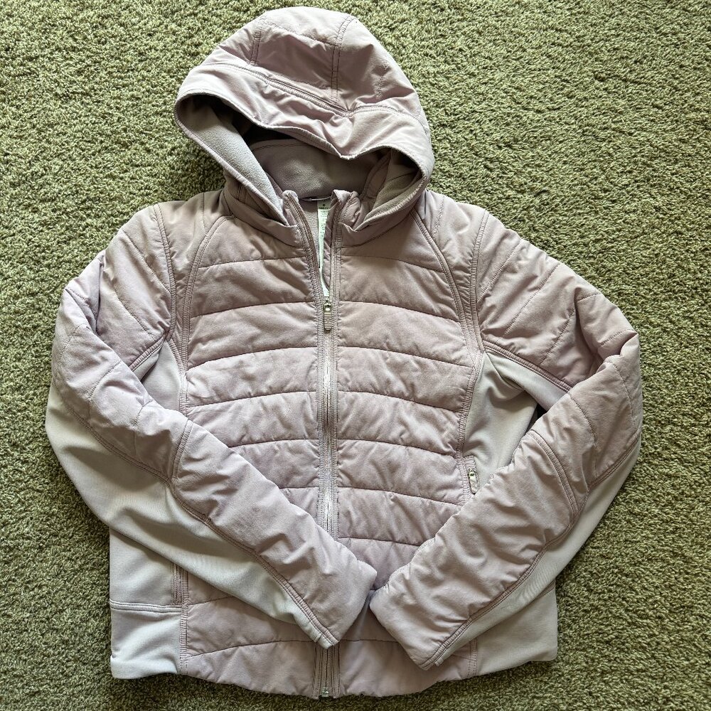 Lululemon Push Your Pace Removable Hooded Puffer‎ Jacket Size 12 Pink